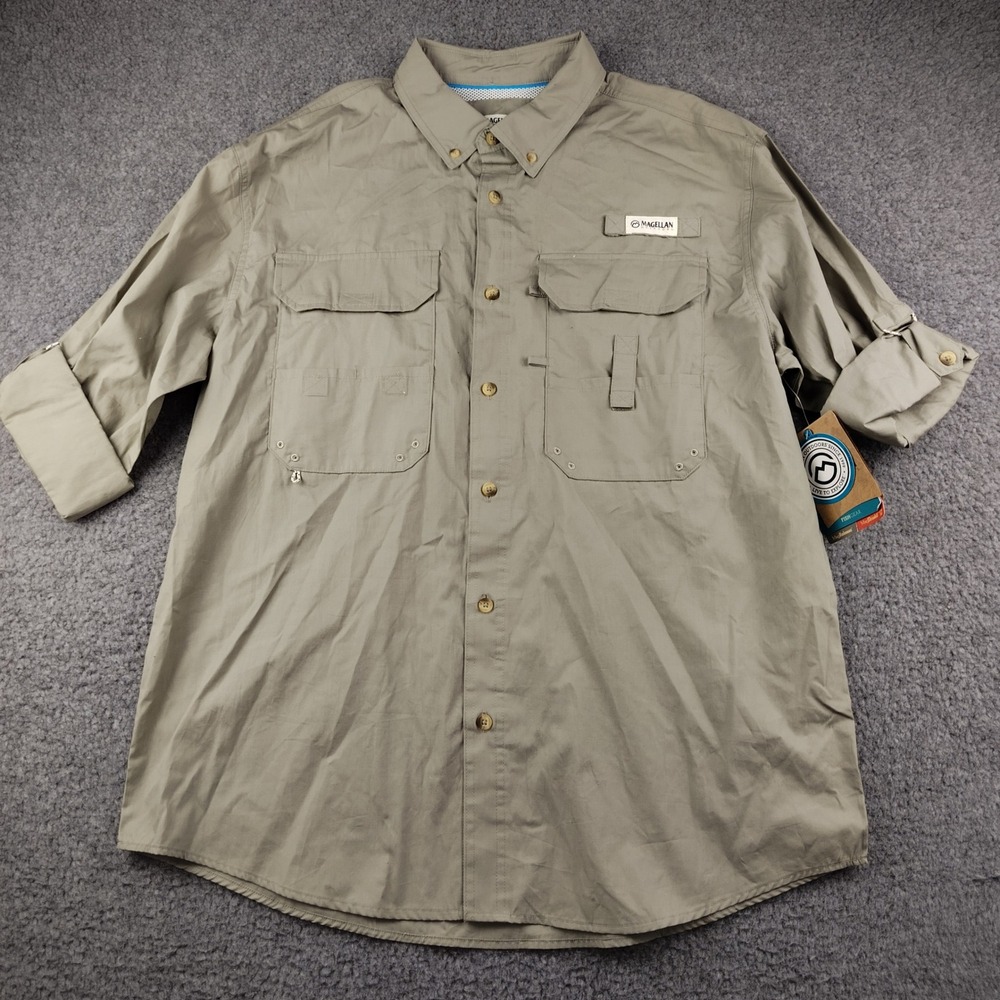 Magellan Fishing Shirt Long Sleeve Mens Large Fish Gear Mag Release UPF 20 NWT
